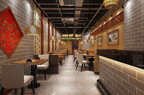 开平传统中式餐厅餐馆装修设计效果图