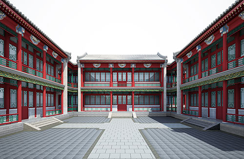 开平北京四合院设计古建筑鸟瞰图展示